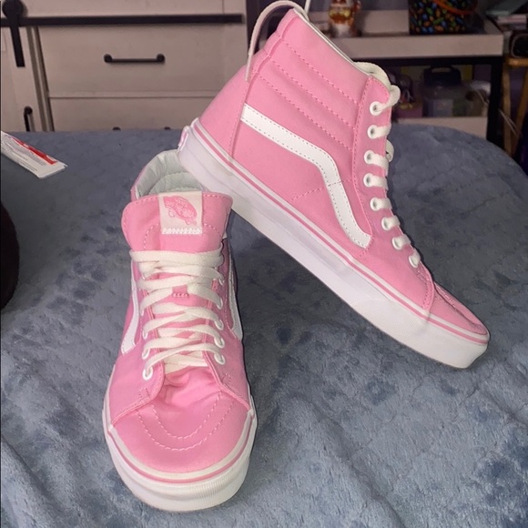 baby pink and white vans